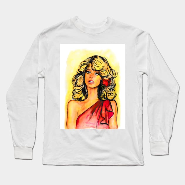 Farrah Fawcett Long Sleeve T-Shirt by Svetlana Pelin